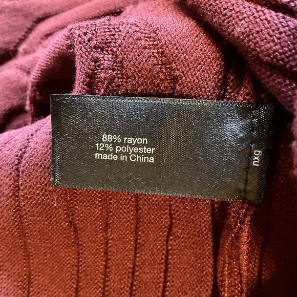 Lane Bryant Women Midi Dress Size 14/16 Burgundy Fit & Flare Long Sleeve V-neck - Picture 3 of 10